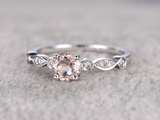 1.3ct Round Peach Morganite Engagement Ring Diamond Accents 14k White Gold Over