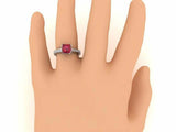 2ct Princess Cut Pink Ruby Bridal Set Band Engagement Ring 18k White Gold Finish