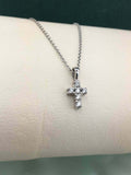 0.5ct Round Cut Diamond Mini Christ Cross Pendant with Chain 14k White Gold Over