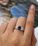 2ct Round Cut Blue Sapphire Engagement Ring 14k White Gold Over Accent Solitaire