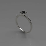 1.6ct Cushion Cut Black Diamond Engagement Ring Solitaire 14k White Gold Finish