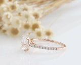 1.5ct Oval Cut Diamond Engagement Ring Solitaire with Accents 14k Rose Gold Over