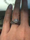 3.3ct Princess Cut VVS1 Diamond Bridal Set Engagement Ring 14k White Gold Finish