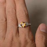 2ct Cushion Cut Yellow Citrine Proposal Engagement Ring 18k White Gold Finish