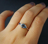 0.62ct Pear Blue Aquamarine Diamond Cluster Engagement Ring 14k White Gold Over