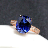 2.2ct Oval Cut Blue Sapphire Diamond Accent Solitaire Ring 14k White Gold Finish