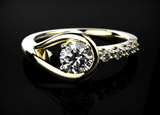 1.2ct Round Cut VVS1D Diamond Engagement Ring 14k Yellow Gold Finish Swirl Knot