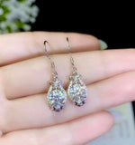 2.3ct Dangle Earrings Round Cut Diamond Stylish Halo 14k White Gold Finish