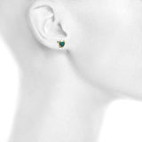 1.5ct Stud Earrings Heart Cut Green Emerald Devil Design 14k Yellow Gold Finish