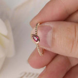 0.5ct Pear Cut Pink Ruby Beaded Ball Solitaire Engagement Ring 14k RoseGold Over