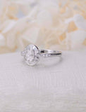 2ct Oval Cut Diamond Engagement Ring Vintage Art Deco Halo 14k White Gold Finish