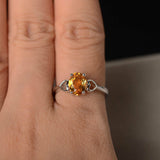 1ct Oval Yellow Citrine Promise Solitaire Engagement Ring 14k White Gold Finish