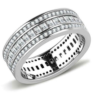 5Ct Baguette Cut Diamond Three Row Eternity Wedding Band 14K White Gold Finish