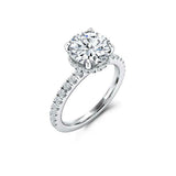 Hidden Halo Engagement Solitaire Ring 2ct Round Cut Diamond 14k WhiteGold Finish