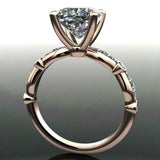 Solitaire with Round Accents Ring 2.5ct Cushion Cut Diamond 14k Rose Gold Finish