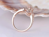 1.2ct Pear Cut Peach Morganite Double Halo Engagement Ring 14k Rose Gold Finish