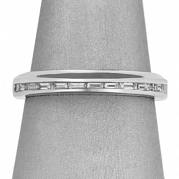 2Ct Baguette Cut Diamond Channel Set Single Row Wedding Band 14K White Gold Over