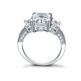 3.6ct Radiant Cut Diamond Engagement Ring Milgrain Trilogy 14k White Gold Finish