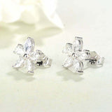 Flower Stud Earrings 2ct Marquise Pear Cut VVS1D Diamond 14k White Gold Finish