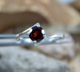 1ct Engagement Ring Round Red Garnet Bypass Solitaire 14k White Gold Finish