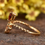 1ct Pear Cut Red Garnet Wedding Band Stylish Crown Curved 14k Yellow Gold Finish