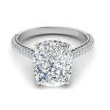 1.5ct Cushion Cut Diamond Accents Solitaire Engagement Ring 14k WhiteGold Finish