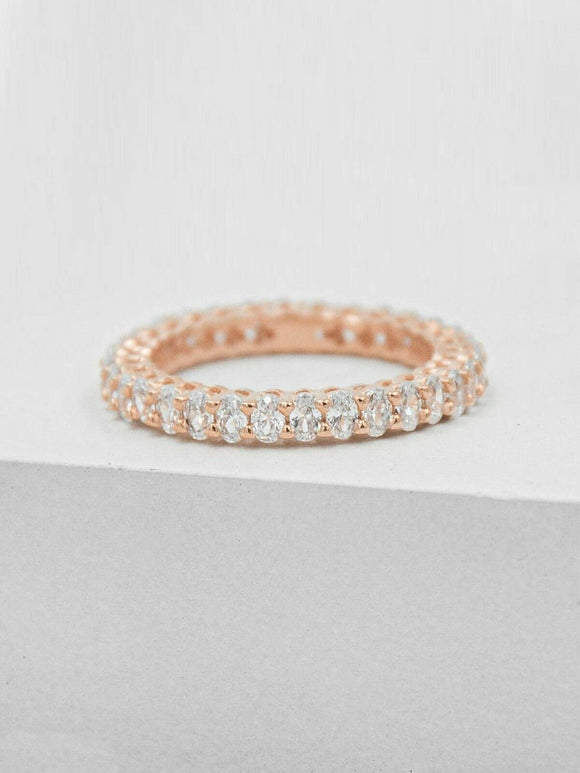 2.5ct Wedding Ring Band Oval Cut Diamond Full Eternity 14k Rose Gold Finish