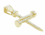 2.5ct Round Cut VVS1D Diamond Nail Cross Pendant 14k Yellow Gold Finish NO CHAIN