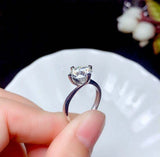 1Ct Round Cut Diamond Heart Shape Prong Engagement Ring 14K White Gold Finish