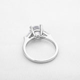 1.5ct Round Diamond Engagement Ring Baguette Accent Trilogy 14k White Gold Over