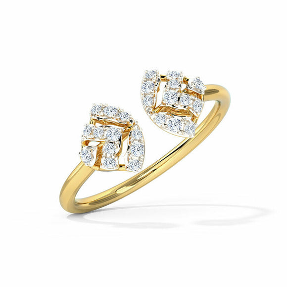 1.2ct Engagement Ring Round Cut Diamond Open Stylish 14k Yellow Gold Finish