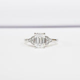 Petite Round Accents Solitaire Ring 1ct Emerald Cut Diamond 14k White Gold Over