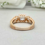 2ct Engagement Ring Princess Cut Diamond Milgrain Trilogy 14k Rose Gold Finish