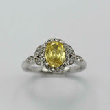 2.2ct Oval Yellow Citrine Engagement Ring Diamond Floral Halo 14k WhiteGold Over