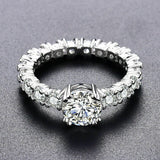 5Ct Round Cut Diamond Eternity Solitaire Engagement Ring 14K White Gold Finish