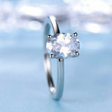 1.5ct Oval Cut Diamond Engagement Ring Solitaire Promise 14k White Gold Finish