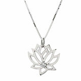 0.5ct Round Cut VVS1 Diamond Pendant Lotus Flower 14k White Gold Finish NO CHAIN