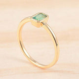 1ct Green Emerald Cut Engagement Ring Bezel Set Solitaire 14k Yellow Gold Finish