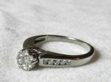 1.5ct Engagement Ring Round Cut Diamond Cluster Design 14k White Gold Finish