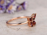 1.2ct Pear Cut Red Garnet Engagement Ring Butterfly Design 14k Rose Gold Finish