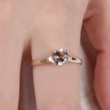 1ct Round Cut Peach Morganite Solitaire Engagement Ring 14k Yellow Gold Finish