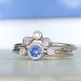 1.2ct Round Cut Blue Tanzanite Engagement Ring Bridal Set 14k White Gold Finish