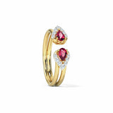 2ct Engagement Ring Pear Cut Pink Ruby Open Halo Split Shank 14k YellowGold Over