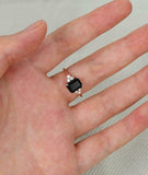 1.5ct Emerald Cut Black Diamond Petite Round Accents Ring 14k Rose Gold Finish