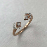 Open Cuff Minimalist Engagement Ring 1ct Round Cut Diamond 14k Rose Gold Finish