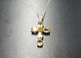 1.5ct Yellow Citrine Pendant Oval Cut Christ Cross 14k WhiteGold Finish NO CHAIN