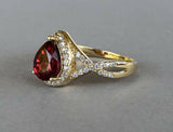 1.9ct Pear Cut Red Garnet Halo Infinity Engagement Ring 14k Yellow Gold Finish