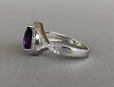 2ct Pear Cut Purple Amethyst Halo Infinity Engagement Ring 14k White Gold Finish