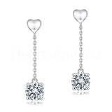 1ct Round Cut Moissanite Party Wear Dangle Earrings Women 14K White Gold Plated