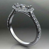 East West Halo Engagement Ring 1.3ct Marquise Cut Diamond 14k White Gold Finish